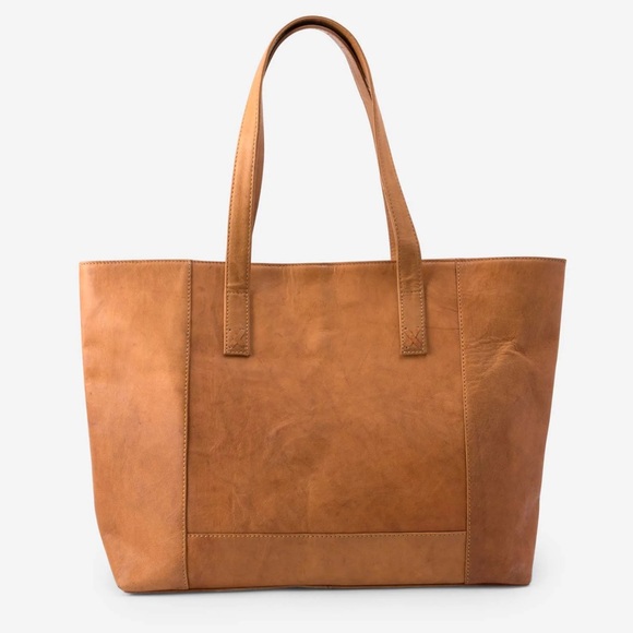 NOONDAY COLLECTION Genuine Goat Leather Tote in Tobacco with Blue Lining - Picture 5 of 13